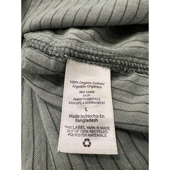 Free Assembly Button Up Shirt Mens L Long Sleeve Striped Organic Cotton Green - Picture 8 of 16